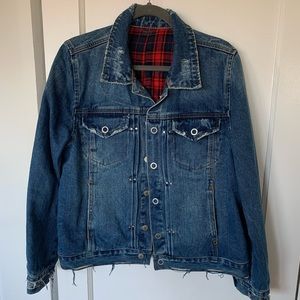 NWOT BLANK NYC Reversible Denim Plaid Jacket in American Pie size medium
